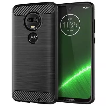 Роскошный чехол из углеродного волокна для moto g7 plus G7+, мягкий защитный чехол для телефона Moto G7 Plus, противоударный силиконовый чехол Moto G7 Plus чёрный
