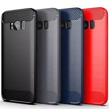 Роскошный чехол из углеродного волокна для Samsung Galaxy S8 S8+ plus, противоударный чехол-накладка из силикона с защитой от царапин Samsung S8 чёрный