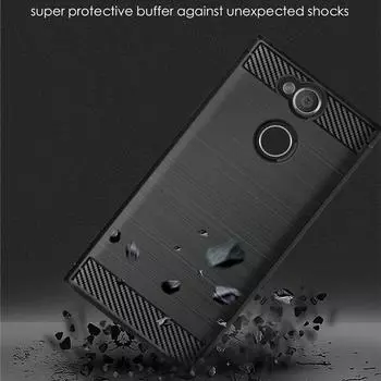 Роскошный чехол из углеродного волокна для Sony Xperia XA2 plus, полный защитный мягкий чехол для телефона Sony Xperia XA2, ультра ударопрочный силиконовый чехол Xperia XA2 ultra чёрный