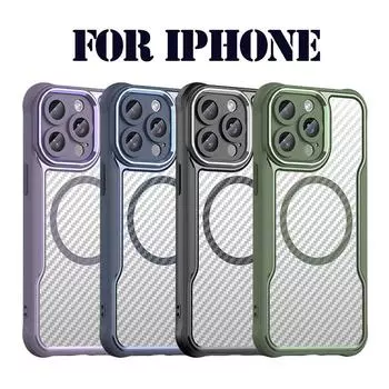 Роскошный чехол из углеродного волокна с магнитной беспроводной зарядкой для iPhone 16 Pro Max 15 14 13 12 11 Google Pixel 9 9 Pro, противоударный бампер Google Pixel 9 Pro XL чёрный