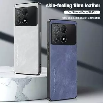 Роскошный чехол из волокнистой кожи для Xiaomi Poco X6 Pro F6 Pro 5G с защитой от отпечатков пальцев, противоударный силиконовый защитный чехол для телефона с мягкой рамкой For Poco X6 Pro 5G оранжевый