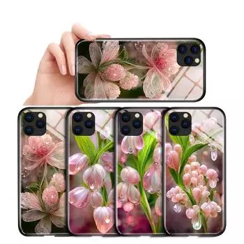 Роскошный чехол из закаленного стекла с розовыми цветами для iPhone Samsung Galaxy Infinix, противоударный чехол из ТПУ с мягким краем iPhone 11 Pro Max