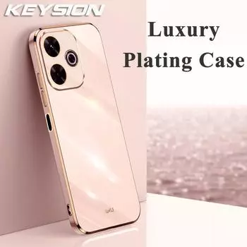 Роскошный чехол KEYSION для Xiaomi POCO M6 4G, мягкий силиконовый квадратный противоударный чехол из ТПУ из ТПУ для задней панели телефона Xiaomi Redmi 13 for Redmi 13 белый