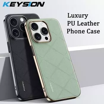 Роскошный чехол KEYSION из искусственной кожи с сетчатым узором для iPhone 15 Pro Max 14, противоударный чехол для телефона из ПК для iPhone 13 14 Pro Max for iPhone 15 красный