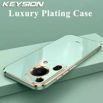 Роскошный чехол KEYSION с покрытием для Huawei Pura 70 Ultra P70, мягкий силиконовый квадратный противоударный чехол из ТПУ из ТПУ для Huawei Pura 70 Pro + for Huawei Pura 70 белый