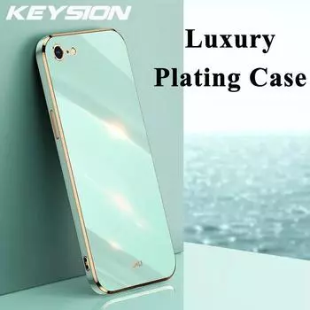 Роскошный чехол KEYSION с покрытием для iPhone SE 2020 SE 2022 XR XS Max, мягкий силиконовый квадратный противоударный чехол для телефона iPhone 8 7 Plus for iPhone SE 2020 розовый