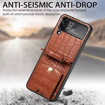 Роскошный чехол-кошелек из крокодиловой кожи для телефона Samsung Galaxy Z Flip 4 5g Flip4 Zflip4, нескользящая подставка, аксессуары для телефонов for Samsung Z Flip 4 красный