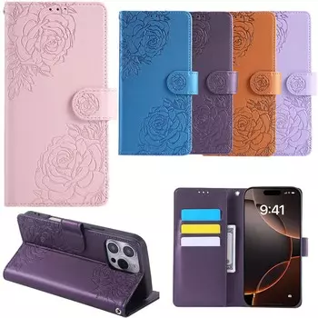 Роскошный чехол-кошелек с цветком розы для Redmi Note11S 12 13 14 Redmi 14CXiaomi POCO C65 C75 POCO X5 PRO iPhone 13 iPhone13pro 14 plus 15pro max 16 16E iPhone 13 фиолетовый