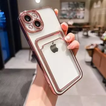 Роскошный чехол-кошелек с рамкой и держателем для карт для iPhone 16, 15, 14, 13, 12, 11 Pro Max, 16 Plus, 15 Pro, 14 Pro Max, мягкий противоударный чехол из ТПУ iPhone 16 Pro Max чёрный