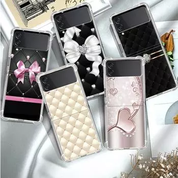 Роскошный чехол Love Bow для Samsung Galaxy Z Flip 3 4 5g Funda Z Flip3, прозрачный жесткий противоударный чехол для ПК, чехол для телефона Samsung Z Flip 5G