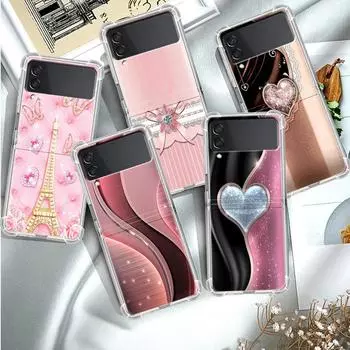 Роскошный чехол Love Bow для Samsung Galaxy Z Flip 3 4 5g Funda Z Flip3, прозрачный жесткий противоударный чехол для ПК, чехол для телефона Samsung Z Flip 5G