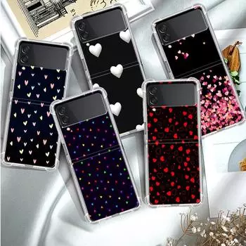 Роскошный чехол Love Heart для Samsung Galaxy Z Flip 3 4 5g Funda Z Flip3, прозрачный жесткий противоударный чехол для ПК, чехол для телефона Samsung Z Flip 5G