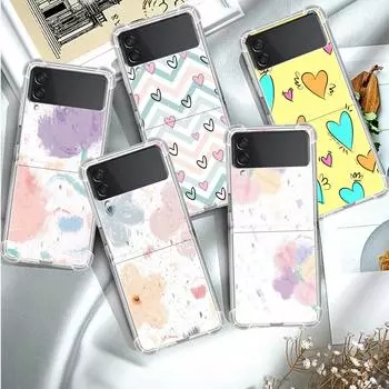 Роскошный чехол Love Heart для Samsung Galaxy Z Flip 3 4 5g Funda Z Flip3, прозрачный жесткий противоударный чехол для ПК, чехол для телефона Samsung Z Flip 5G