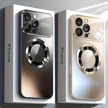 Роскошный чехол Magsafe для беспроводной зарядки с магнитным покрытием для iPhone 16 15 14 13 12 11 Pro Max Plus, защита объектива, противоударный матовый чехол For iPhone 16 Pro Max чёрный