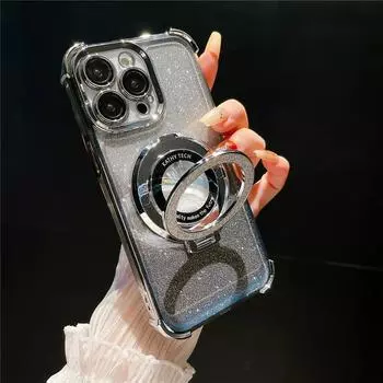 Роскошный чехол Magsafe для iPhone 15 Pro Max с магнитной вспышкой и подставкой для телефона iPhone 11 12 13 14 Plus, защитный чехол для объектива For iPhone 11Pro