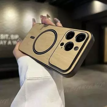 Роскошный чехол Magsafe для телефона с беспроводной зарядкой под дерево для iPhone 11 12 13 14 Pro Max Plus, чехлы-бамперы с магнитным чехлом For iPhone 11Pro