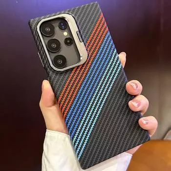 Роскошный чехол Magsafe из кевларового углеродного волокна для беспроводной зарядки Samsung Galaxy S25Ultra S23 S24 Ultra Plus, защитный чехол из сплава для объектива Samsung Galaxy S23 Ultra