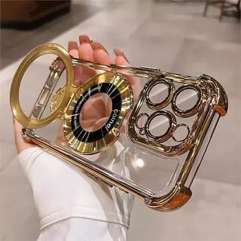 Роскошный чехол Magsafe Wireless Charge для iPhone 16 15 14 13 12 11 Pro Max Plus, прозрачный акриловый магнитный держатель-подставка For iPhone 16 Pro Max синий