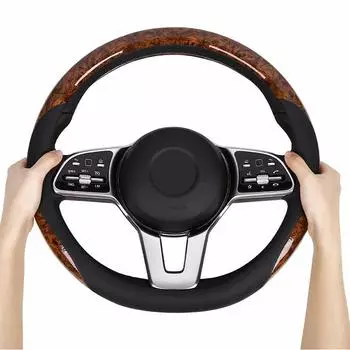 Роскошный чехол на руль с текстурой дерева, подходит для колес 37-38 см коричневый