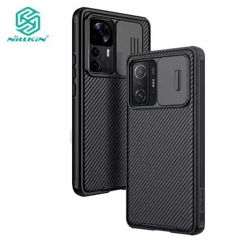 Роскошный чехол Nillkin CamShield для Xiaomi Mi 13T Pro 12T Pro 11T Pro 12S 12 Lite 11 Lite 12X, слайдер для камеры, противоударная задняя крышка с матовым покрытием Xiaomi 12T Pro чёрный