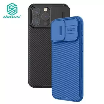 Роскошный чехол Nillkin для iPhone 15 Pro Max 15 Plus 15 Pro CamShield Pro, чехол для телефона, слайдер для камеры, противоударная задняя крышка iPhone 15 чёрный