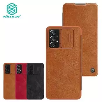 Роскошный чехол Nillkin QIN Pro из искусственной кожи для Samsung Galaxy A73 5G, чехол-раскладушка, слайдер для камеры, универсальный противоударный чехол на 360°