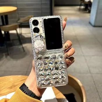 Роскошный чехол-подвеска с бриллиантами для OPPO Find N2 Flip/Samsung Z Flip 5 3 Z раза 4 S23 S22 S21 Ultra S10 A54 A13 A23 A33 A53 A52/Redmi 10 9 9A 9T oppo Find N2 Flip белый