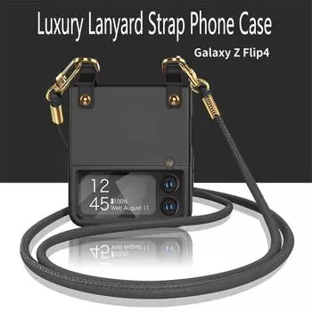 Роскошный чехол-ремешок через плечо для Samsung Galaxy Z Flip 4 5G, чехол для камеры, защита экрана, противоударный чехол для телефона For Z Flip 4 5G