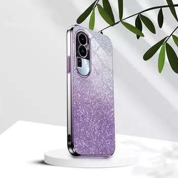 Роскошный чехол Reno 11 10 7 8 9 с градиентным блестящим покрытием для Oppo Reno7 Reno8 Reno9 Reno10 Pro Plus, мягкая силиконовая прозрачная задняя крышка Reno 9 фиолетовый