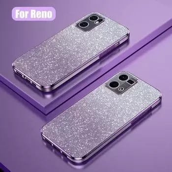 Роскошный чехол Reno 7 8 9 с градиентным блестящим покрытием для Oppo Reno7 4g Reno8 Reno9 Pro Plus 5g, женский мягкий силиконовый прозрачный чехол на заднюю панель Reno 7 4G фиолетовый