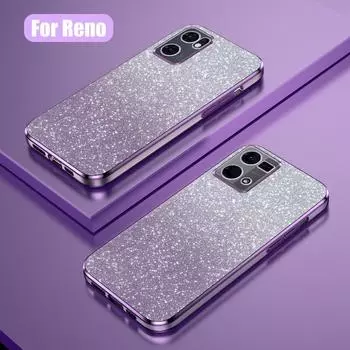 Роскошный чехол Reno 7 8 9 с градиентным блестящим покрытием для Oppo Reno7 4g Reno8 Reno9 Pro Plus 5g, женский мягкий силиконовый прозрачный чехол на заднюю панель Reno 7 4G фиолетовый