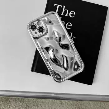 Роскошный чехол с 3d бампером из лунного кратера, мягкий силиконовый чехол для телефона Iphone 14 13 12 11 Pro Max Plus Xs X Xr, милая задняя крышка, принципиально for iphone XS MAX серебряный