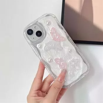 Роскошный чехол с 3D жемчужной бабочкой для iPhone 15, 14, 13, 12, 11 Pro Max XR XS, чехлы для защиты от падения «все включено» iPhone 15 Pro Max