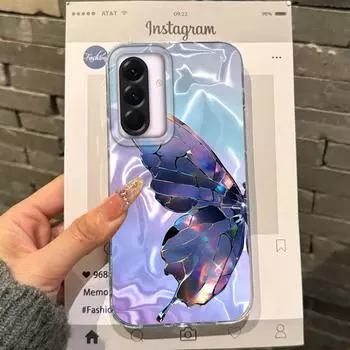 Роскошный чехол с бабочками для девочек для Samsung Galaxy A56 A16 A17 A26 A36 A06 A07 A55 A35 A25 A54 S24 S25 Ultra S22 S23 FE Fundas Cover Samsung A15 белый