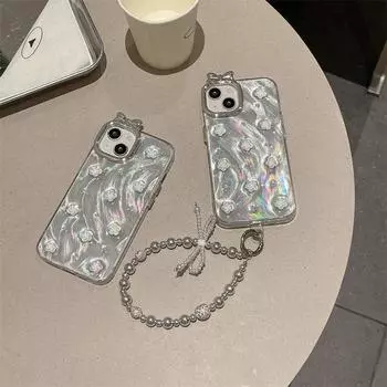 Роскошный чехол с бантом Aurora Laser Flower для iPhone 15 Pro Max 14 Plus 13 12 Pro 11, универсальный защитный чехол от падения iPhone 15 Pro Max