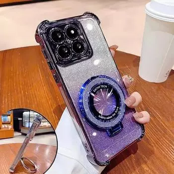 Роскошный чехол с блестками и кронштейном для телефона Xiaomi Redmi Note 13 Pro 13R 12 11 10 Redmi 9 9C 10 12 Противоударный чехол Redmi 9 чёрный