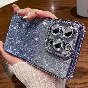 Роскошный чехол с блестящим алмазным градиентом для iPhone 15 14 Plus 13 12 11 Pro Max XSMax для Samsung S22 S23 S24 Ultra Plus iPhone 11 чёрный