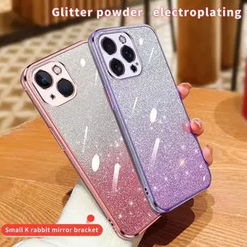 Роскошный чехол с блестящим покрытием для iPhone 15 14 12 13 11 Pro Max Mini 15pro 13mini 12pro X Xr Xs Max 6 7 8 Plus прозрачный чехол For iPhone 14 синий