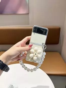 Роскошный чехол для телефона с большим браслетом в виде сердца и камелии Love Heart для Samsung Galaxy Z Flip 4 Zflip3 Zflip Clear Противоударный чехол For Galaxy Z Flip 3