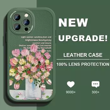 Роскошный чехол с цветами из искусственной кожи для iPhone 14 13 12 Pro Max Samsung Galaxy S23 Ultra S20 FE M32 A13 A20S Redmi Xiaomi Poco F3 Мягкий чехол для телефона из ТПУ iPhone 11 Pro Max
