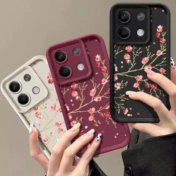 Роскошный чехол с цветочным принтом для Xiaomi 13T Pro 11T Poco F6 X6 X5 Pro Redmi Note 13 Pro 12 11 10 Pro Max, мягкий противоударный матовый силиконовый чехол с цветочным принтом Xiaomi 13T / 13T Pro чёрный