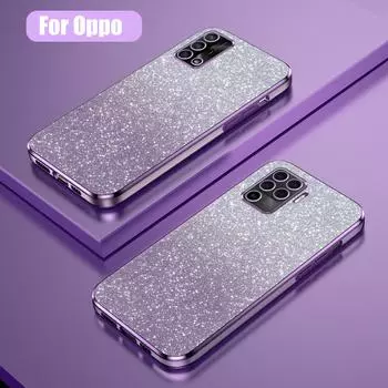 Роскошный чехол с градиентным блестящим покрытием 5lite 6lite для Oppo Reno5 Reno6 Lite Reno 5 6, женский мягкий силиконовый чехол из ТПУ, прозрачная задняя крышка Reno 5 Lite фиолетовый