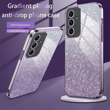Роскошный чехол с градиентным блестящим покрытием для Samsung Galaxy A54 A34 A24 A14 A15 A05 A04 A53 A52 A23 A13, силиконовая защитная задняя крышка A750 /A7 2018 чёрный
