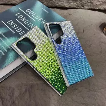 Роскошный чехол с градиентом и бриллиантами для Samsung Galaxy S24 S23 Ultra S21 S22 Plus Note 20, блестящий блестящий бампер, противоударный чехол для ПК for Samsung S22Ultra чёрный