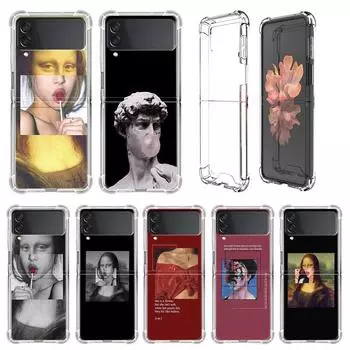 Роскошный чехол с художественной росписью маслом для Samsung Galaxy Z Flip 3 4 5g Funda Z Flip3, прозрачный жесткий противоударный чехол для ПК, чехол для телефона Samsung Z Flip 5G