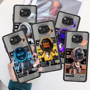 Роскошный чехол с изображением астронавта из мультфильма для Xiaomi Mi Poco X3 NFC M3 11 10 12 9T 11T 10T Pro Note 10 Lite, матовые жесткие чехлы для телефонов Xiaomi Poco X3 NFC