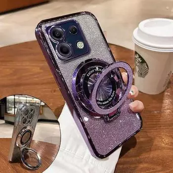 Роскошный чехол с креплением Glitter Case для Xiaomi Redmi note 13 pro 12 12S 13C 11 11S 10S 9S case для POCO X6 M6 M5S case holder cover Redmi Note13 4G фиолетовый