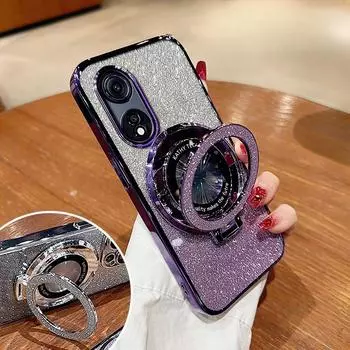 Роскошный чехол с креплением Glitter Case для OPPO A17 Reno 11F 12 11 10Pro A16 A53 A54 A57 A58 A73 A74 A77 A78 F17 F19 Case Holder Cover OPPO A53 синий