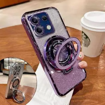 Роскошный чехол с кронштейном Glitter Case для Infinix Note40 40Pro 30 30Pro Hot 40 30 30i 30Play Spark 10 10C smart 7 8 Case Holder Cover Note40 чёрный