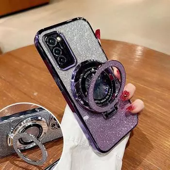 Роскошный чехол с кронштейном Glitter Case для Moto G42 G52 G53 G54 G60 G60S G62 G72 G73 G82 G83 G84 E20 E22 E22i E32 Case Holder Cover E20 чёрный